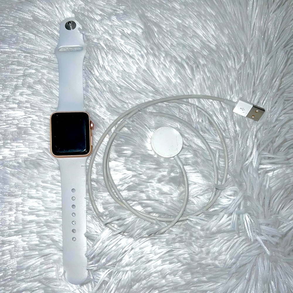 Apple Watch Series 3 (38 mm aluminum case) and charger